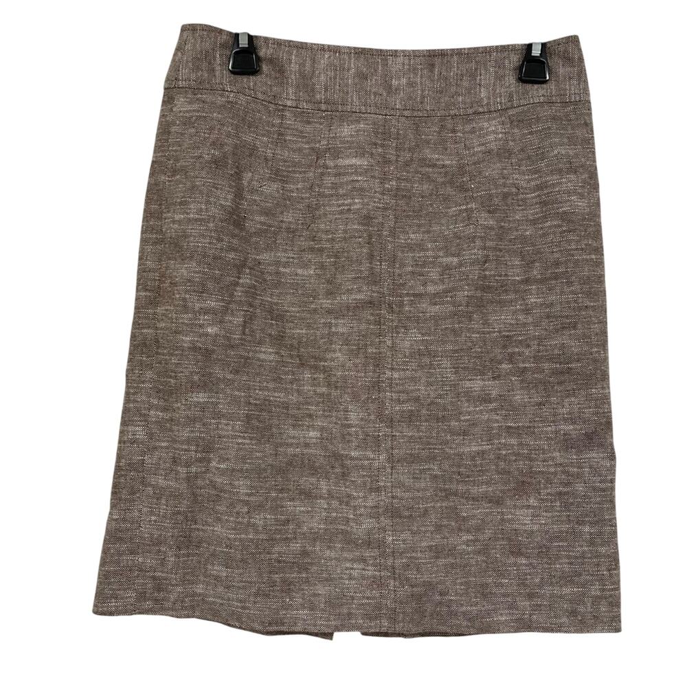 Banana Republic Brown Tweed Pencil Skirt Linen Womens 6 Dark Academia Preppy